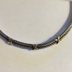 Vintage 14K/925 Cable Choker Necklace With X’s